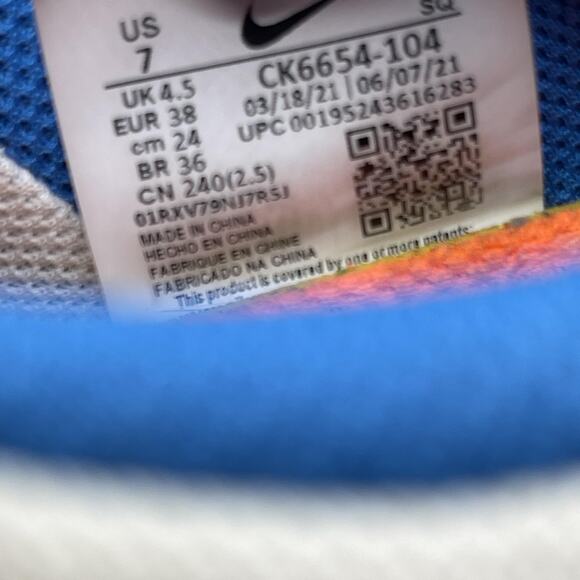 Nike Dunk Low Disrupt Shoes Womens Size 7 Sail Orange Blue Gum Sole - Picture 8 of 8